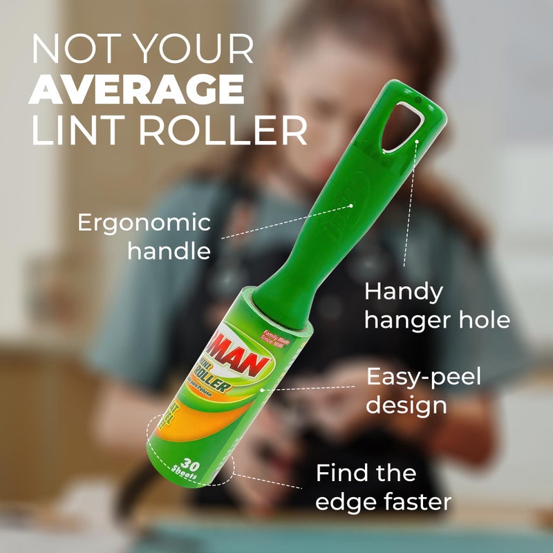 Libman Commercial Libman Mini Lint Roller Set with Reusable Lint Remover Brush -Travel Sticky Lint Removing Tool for Pet Hair, Dust, Small Crumbs - 6.5" Portable Lint Brushes with Hanger Hole - 6 Pack (180 Sheets) - Image 4